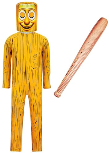 Barn, italiensk brainröd, cosplay, dräkt, Tung Tung, Sahur overall med mask, uppblåsbar klubba för halloween, karneval och fest, pojkar, flickor, outfitset 2# + mask + uppblåsbar stav 140