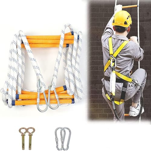 Fire Ladder Portable Emergency Escape Ladder, Reusable For Escape, Disaster, Evacuation Ladder,50M/164Ft,8M/26.2Ft