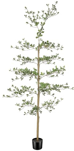 LYERSE Black Olive Tree Artificial- 6ft Faux Black Olive Tree with Natural Trunk and Realistic Leaves - Artificial Shady Lady Tree for Modern Home Office House Living Room Decor