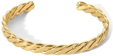 Kritz Bracciale Rigido Donna Placcato Oro in Acciaio Inossidabile 316L – Braccialetto Aperto Elegante e Minimalista, Gioiello Moda, Regalo Ragazza