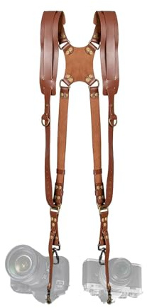 Jerliflyer Doppelter Kameragurt, Leicht Gurtzubehör für 2 Kameras, Verstellbare Größe Universal, Schnellverschluss Ledergurte Kamerazubehör Camera Strap, für Fotograf Foto