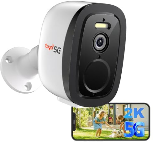 Raycom 2K Security Cameras Wireless Outdoor with 2.4G/5G WiFi, Battery Powered Tuya Cameras for Home Security, AI Motion Detection, Two-Way Audio, Waterproof, Color Night Vision, Works w/Alexa