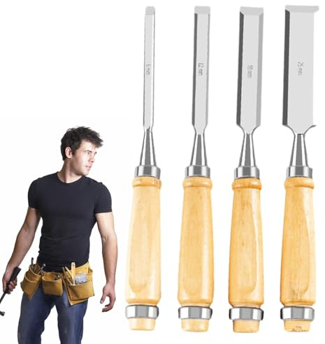 Ciseau À Bois 4 Pièces Ergonomiques | Pour Travail du Bois Accessoires d'outils de menuiserie pour sculpture de précision pour fabrication de meubles, rénovation