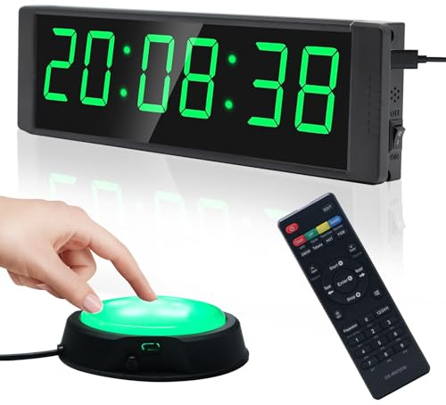 LUCKY TIME Fitness Timer mit Start/Stopp Taste und Fernbedienung | LED Digitaler Intervalltimer & Stoppuhr (Countup/Countdown), Gym Uhr für Home Gym Training