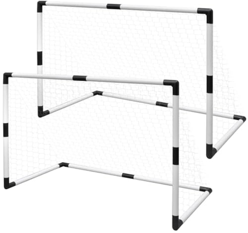 2er Set Mini-Fußballtor für Kinder, Fußballtor klappbar für Garten & Freizeit, inkl. Heringe, wetterfestes Kunststoff-Tor 91,5x48x61 cm