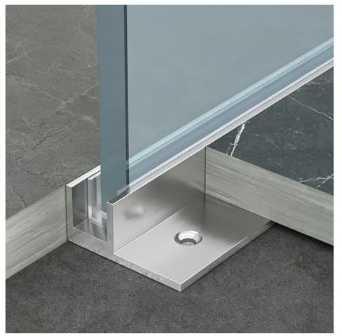 Ramlös glas duschdörr kant trim F-formad, rostfritt stål fast spårremsa med inbyggda dynor, passar 5/16, 3/8, 1/2 tums ark, hållbara och enkla att installera