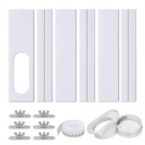 Kit Sellador de Ventana para Aire Acondicionado Portátil, 4 Paneles PVC 43–140 cm con Adaptador Universal para Tubos 13/15 cm y Ventanas Correderas (6Pcs)