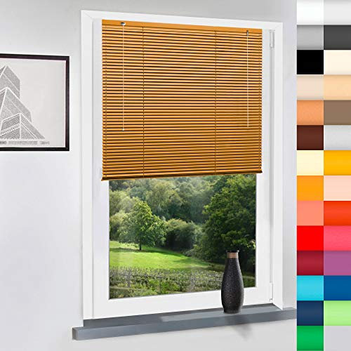 Aluminium Jalousie nach Maß, Jalousien Alu Jalousien nach maß innen Innenjalousien Maßanfertigung, für Fenster und Türen, Fenster, Klemmfix ohne Bohren (Orange, Höhe: 220cm x Breite: 90cm)