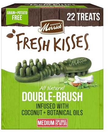 Merrick Fresh Kisses Natural Dental Chews Infused With Coconut And Botanical Oils For Medium Dogs 25-50 Lbs - 22 ct. Box