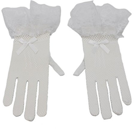 MESHIKAIER Elegant Kurz Brauthandschuhe Spitze Hochzeitshandschuhe Gut elastisch (Weiß)