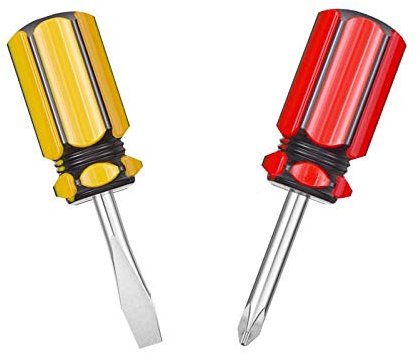 Buspoll Short Screwdriver Set: Two-Color Small Handle Stubby Screwdriver - Phillips & Flat Head