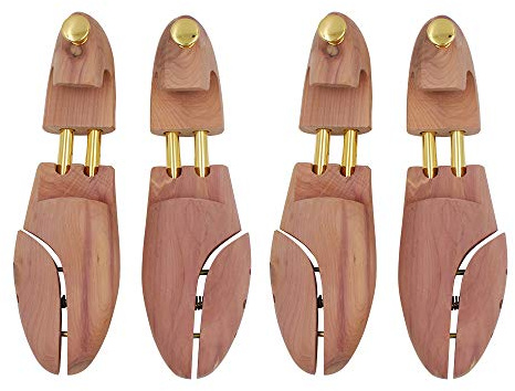 kilocircle Men's Red Cedar Shoe Tree with Twin Tubes 2PKS, Medium(Fits Shoe Sizes 9-10)