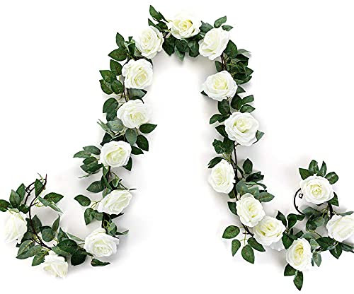 Amacoam Guirnalda de Flores Artificiales Flores Artificiales Colgantes Decoracion 2 Piezas 220cm Guirnaldas Decoracion Flores de Seda para Colgar en Fiestas Bodas Hogar Decoración de Interiores