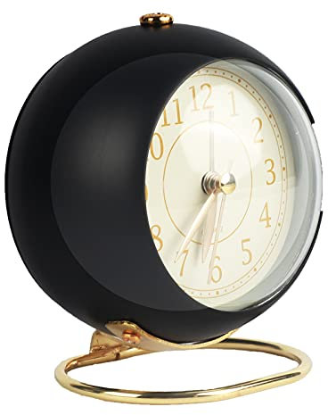 Wecker Analoger Wecker ohne Ticken für Mädchen und Jungen, Batteriebetrieben, mit Nachtlicht und Retro-Laut, für Tiefschläfer (schwarz)