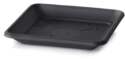 Soucoupe carrée pour pot de fleurs, 41 x 41 cm, PKWT41, pour intérieur et extérieur, noir, en plastique