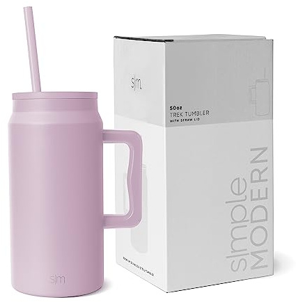 Simple Modern Tumbler with Handle and Straw | Insulated Stainless Steel Large Water Jug | Gifts for Women & Men | Trek Collection | 1480ml | Lavender Mist