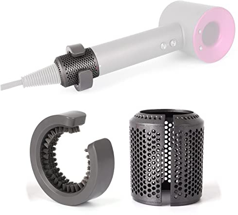 Upgraded Hair Dryer Filter Cover Replacement for Dyson Supersonic HD01, Detachable Outer Strainer Filter Cage with Filters Cleaning Brush