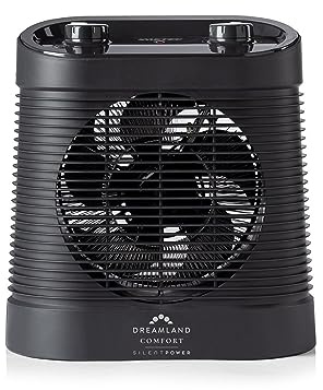 Dreamland Silent Power Comfort Portable Electric Heater - Fan Heater for Home with Variable Thermostat & Antifreeze, Energy-Saving ECO Mode, Ideal Room Heaters for Home Low Energy Silent
