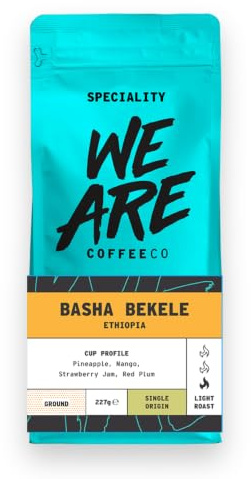 Coffee Ground, 227g Bag Ethiopian Espresso Ground Coffee, 100% Arabica, Light Roast Speciality, Single Origin (We Are Coffee Co)