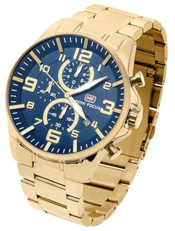 Taffstyle Herrenuhr Edelstahl Sport Chronograph Männer Quarz Armbanduhr Datum Stoppuhr Wasserdicht