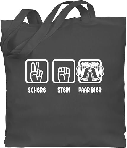 Baumwolltasche - Party & Alkohol Damen - Schnick Schnack Schluck I Schere Stein Papier I JGA Trinksprüche Malle I Alkoholliebe I Saufen Geschenk Bierliebhaber I Trink Spruch - Unisize - Dunkelgrau
