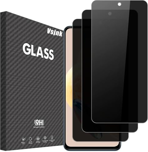Vsjnk Sichtschutz fur Xiaomi Redmi Note 12 Pro / 12 Pro Plus / 12 Pro+ mit 3 Stück Anti-Spähen Privatsphäre Panzer Schutz Glas Folie 9H Härte Tempered Glass HD,kompatible mit Redmi Note 12 Pro
