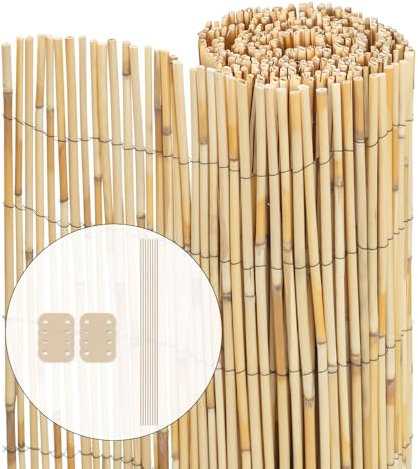 VOUNOT Schilfrohrmatte 90x300 cm, Schilfmatten Sichtschutz, Windschutz & Sonnenschutz, Schilfmatte für Garten, Balkon, Terrasse, Balkonsichtschutz, Gartensichtschutz