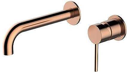 Moderner, an der Wand montierter Badarmatur aus schwarzem Messing mit verdecktem Design, 2-Loch-Einhand-Waschtischarmatur mit zwei Bedienelementen for Kalt- und Warmwasser (Color : Rose Gold)