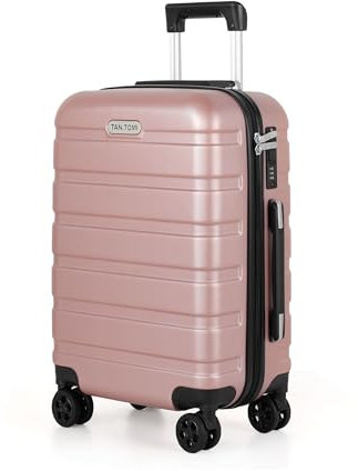 TANTOMI Handgepäck Koffer, Reisekoffer Hartschalenkoffer, Koffer & Trolley Handgepäck mit Passwortsperre, Hartschale Suitcase mit 4 Rollen(Rosa Gold)