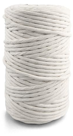 Netuno Cuerda algodón macramé Color Blanco Cal 5 mm 100 m Hilo Artesanal Suave Resistente Trenzado decoración manualidad Bricolaje hogar Arte DIY