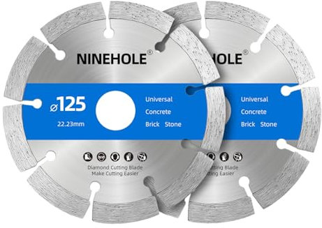 2x Disque Diamant 125mm x 22,2mm pour Béton, Brique, Basalte, Universels 125mm Disque Diamant 10mm Segment