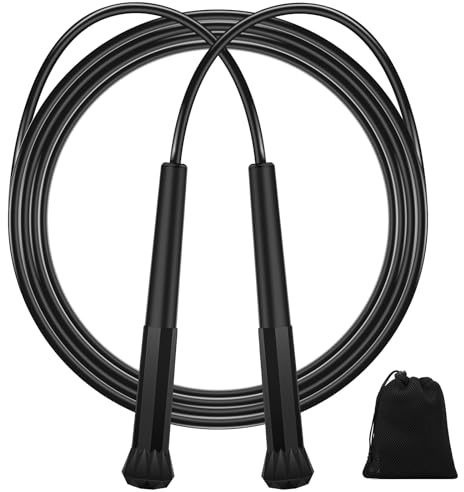Euqvunn Springseil für Erwachsene - Leichtes Seilspringen Mit Tasche, PVC Ohne Verheddern, für Boxen, Unterwegs Fitness Workout, Schnelligkeitstraining