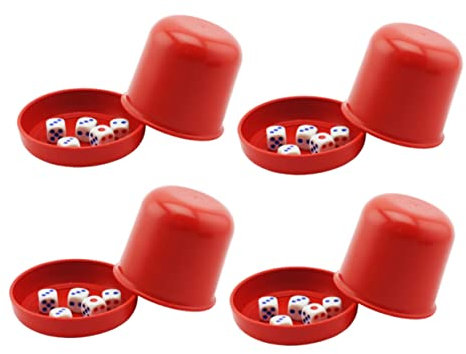 Alasum 4sets Bicchieri Rotti Resistenti Per Dadi Da Bar Ktv Contenitori Spessi Anti-cheating Con Dadi Trasparenti Gioco Divertente Per Serate Alcoliche Rosso