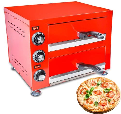 Horno De Pizza Eléctrico De Doble Capa De Acero Inoxidable,Se Puede Controlar Por Separado,Calentamiento Hacia Arriba Y Hacia Abajo,Con Bandeja Extraíble,Máximo 300 ℃,Para Restaurante En Casa
