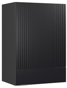 Vicco Hängeschrank Fame-Line, Schwarz gestreift, 50 cm | MDF-Front · Soft-Close · 2 Einlegeböden · Metallgriffe · ✓ Praktischer Stauraum