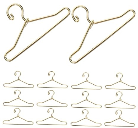 EXAOMBLE 24 Pezzi Grucce Mini in Ferro Colore Oro per Vestiti di Bambole, Esposizione e Organizzazione Abiti per Casa delle Bambole, Accessori Adorabili e Funzionali