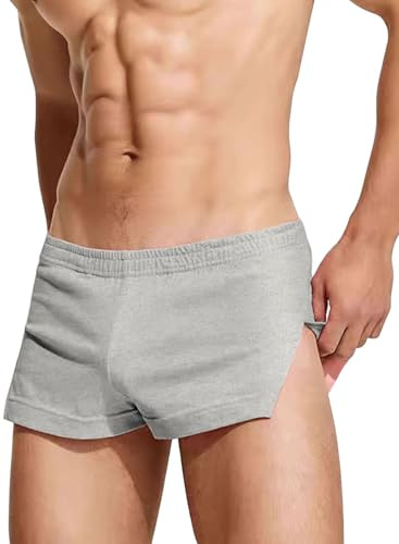 YCHSXAIZ Hommes Shorts 3 Coton Grand côté divisé Gymnastique Entraînement | Dormir Maison Bodybuilding Courir
