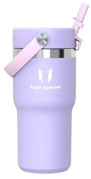 Sparrow Twistpath Vattenflaska Isolerad 620ml - Flaska med Böjligt Sugrörslock - BPA-fri och Läckagesäker Termos - Resemugg som Passar Mugghållare - För Hem, Kontor eller Bil