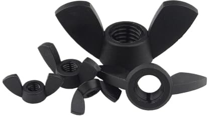 Handmutter 10~50 Stück schwarze Nylon-Flügelmuttern M3 M4 M5 M6 M8 M10 M12, metrisch, Kunststoffisolierung, Schmetterlingsmutter, handfest anziehbare Mutter M8 M10 M12 M14 für Schrauben und Bolzen(M8-
