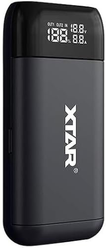 Chargeur de Batterie Rapide + Power Bank XTAR PB2S Type-C Chargeur de Batterie Portable Double Fonction USB C pour 18650 18700 20700 21700 (Piles Non incluses)