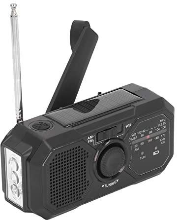 Solar Hand Crank Emergency Radio with Flashlight, AM, FM NOAA Weather Radio with SOS Alarm, 1200 MAh Rechargeable Battery Powered Radio Phone Charging, for Camping Emergency