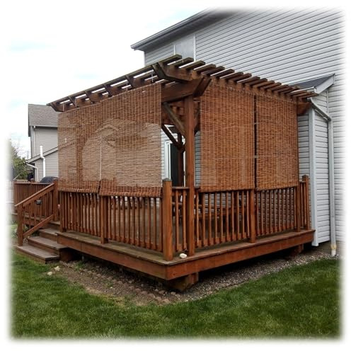 Tenda A Rullo in bambù Tenda da Sole Tenda Bamboo Naturale Impermeabile Tenda Bamboo Tende Romane in bambù Personalizzabile per Interni Esterno(60 Wx96 H (152cm x 244cm))