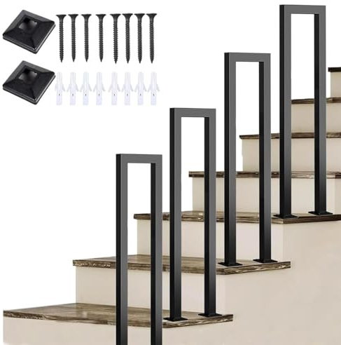 Balustrade d'intérieur en forme de U pour balcons et couloirs - Durable - Installation facile - Noir
