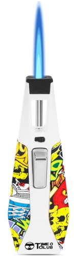 Refillable butane kitchen torch, adjustable flame cooking torch, lighter, safety lock, flame lock, caramelization, pudding, baking, BBQ, jewelry making, camping, windproof (gas not included)