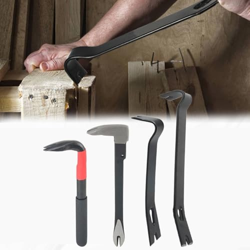 Advokingtap Lot de 4 pieds-de-biche plats - 38,1 cm, 25,4 cm, 22,9 cm, 22,9 cm, 22,9 cm - Très résistant et mini extracteur de clous - Barre de biche utilitaire - Barre plate en acier au manganèse 45