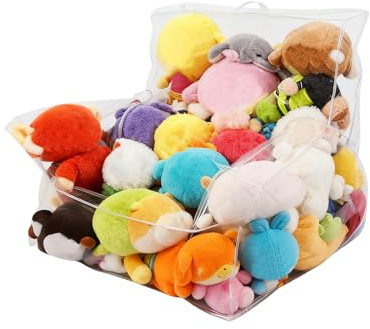 Fyrdyn Saco De Almacenamiento para Peluches,Almacenamiento Transparente para Juguetes - Funda Extra Grande Impermeable para Puff | para Dormitorio Sala De Juegos Guardería Sala De Estar Aula
