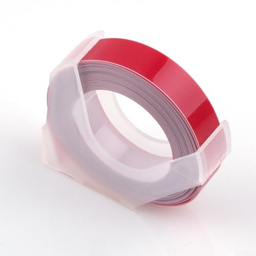 Prägeband für DYMO und Motex-Etikettenhersteller, 6 mm x 3 m, ideal für verschiedene Etikettierprojekte (rot)