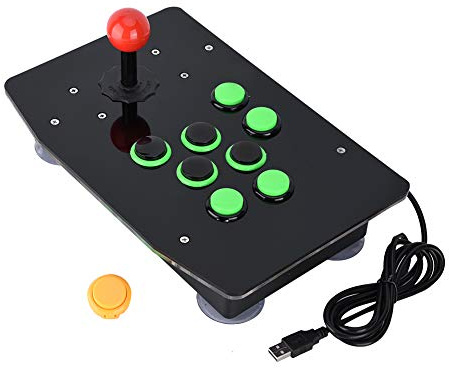 AstraLoom USB Fighting Game Console Joystick No Delay Controller for PC Computer Games Professional Stick with 8 Round Buttons Spherical Metal Joystick Plug Play for Win7 Win8 Win10