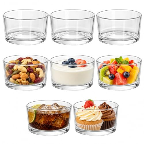 LUPATDY 8 stycken dessertglas set i glas, 200 ml små dessertskålar för tiramisu, pudding, glassbägare, yoghurt – transparent