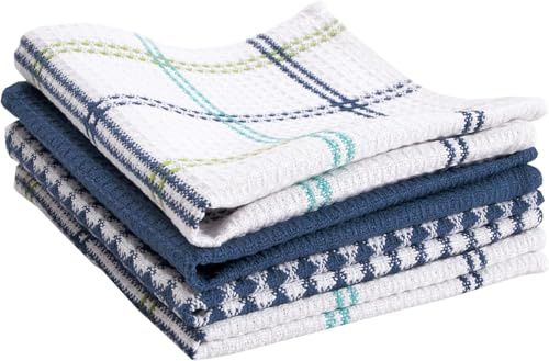 T-Fal Premium Waffle Dish Cloths: Highly Absorbent, Super Soft Long Lasting - 100% Cotton, 12x13 Towel for Cleaning & Drying, (4-Pack), Cool